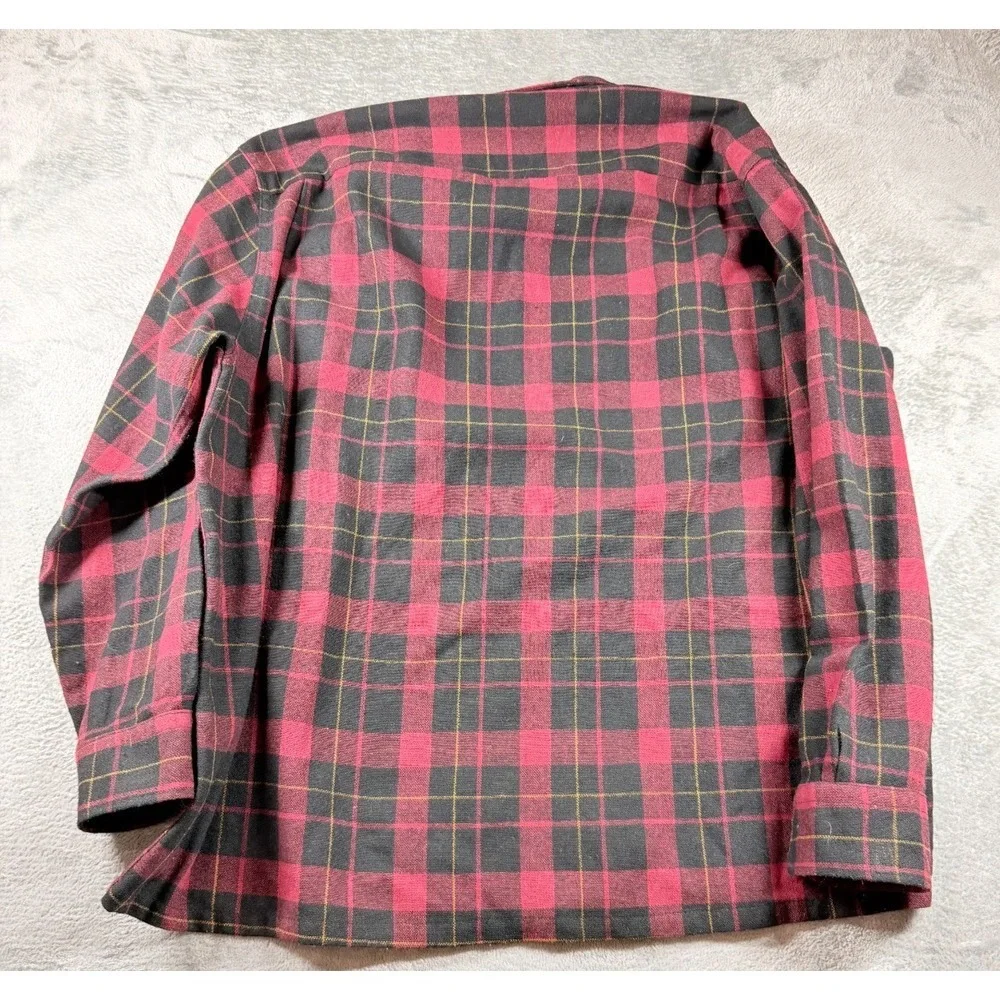 Vtg JC Penney Wool Shirt Jacket Mens XL Red Black Plaid Workwear USA